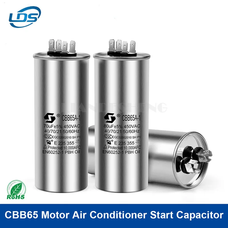 1Pcs CBB65 Motor Capacitor Air Conditioner Compressor Start Capacitor 450V AC 5UF 6UF 15uF 20uF 25uF 30uF 35uF 40uF 45uF 50uF