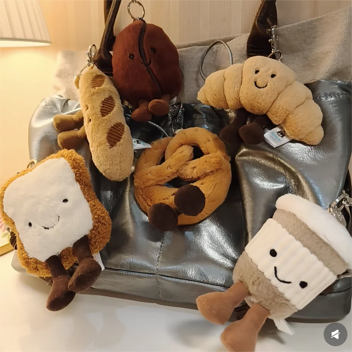 2027 Marshmallow Star Turtle Penguin Cherry Croissant Tea Bag Peanut Plush Keychain Christmas Gift