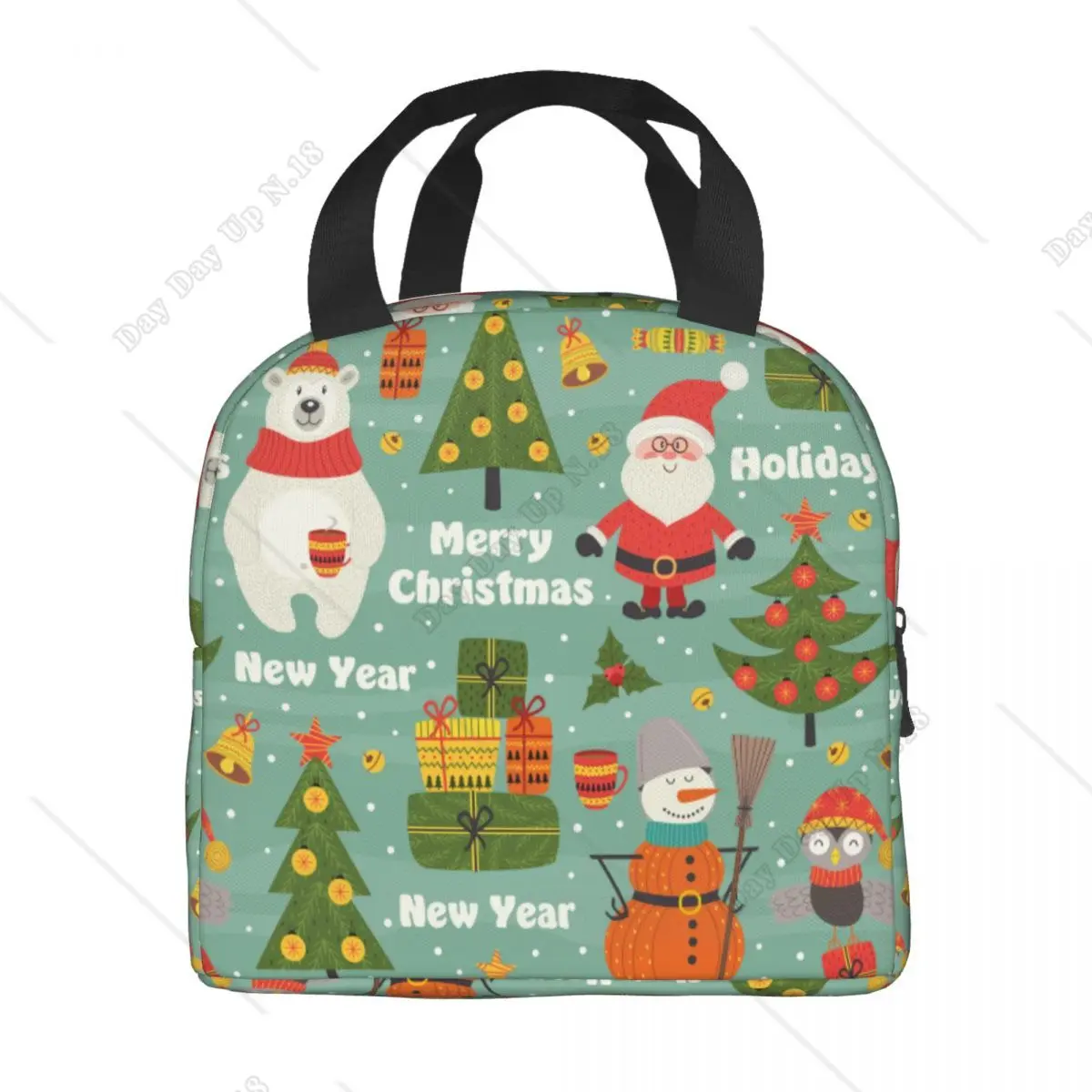 Christmas beat and Santa claus Lunch Bags for unisex Cooler Thermal Insulated Bento Box Outdoor Food Picnic Storage Bag image 3