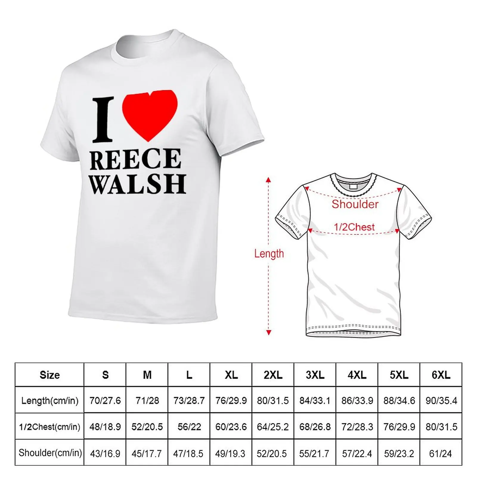 I heart Reece Walsh!! T-Shirt Simple Casual Short Sleeve Cotton T-Shirt