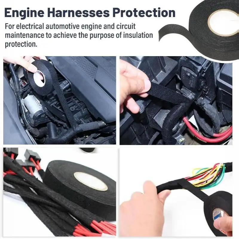 9/15/25/32/38/50MM Electrical Insulating Heat Resistant Harness Tape Car Cable Harness Wiring Loom Protection Waterproof Tape