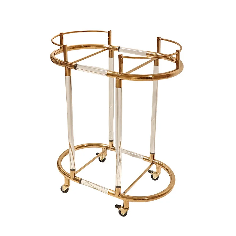 

trolley movable golden dining car integrated tea cabinet glass side