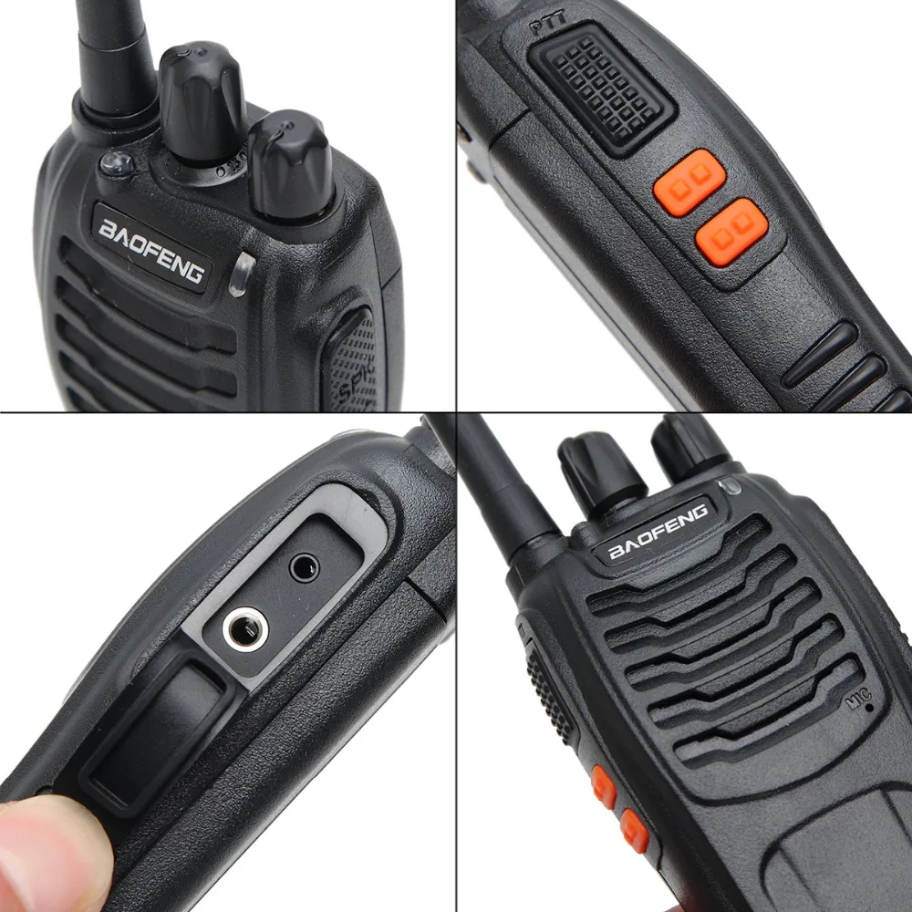 2pcs BF-88A Walkie Talkie With Earpiece (Upgrade Version BF-888S) FRS Rechargeable Two-Way Radio VOX With USB Charging LED