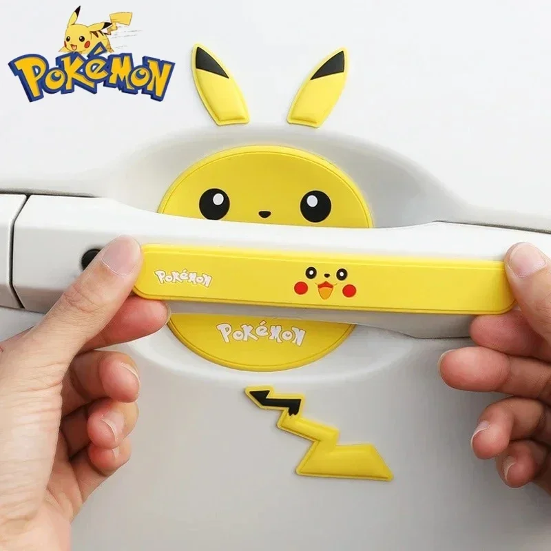 Anime Pokemon Car Door Handle Anti-collision Sticker Pikachu Door Bowl Decoration Eliminate traces Sticker Anti-scratch Gift