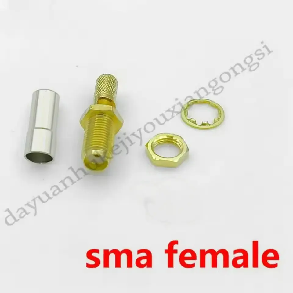 RF coaxial coax adapterSMA Female  Window Crimp RF Connector For LMR195 RG58 RG400 RG142 Cable