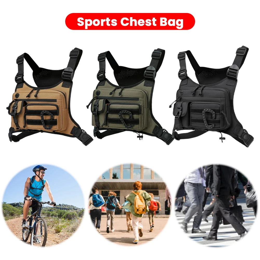 

Outdoor Cycling Chest Bag Multi Pocket Trendy Functional Backpack Adjustable Strap Multifunctional Vest Chest Bag Work Backpack