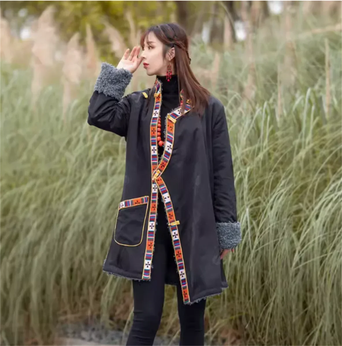 Winter nieuwe stijl lange Tibetaanse kledingjas voor dames