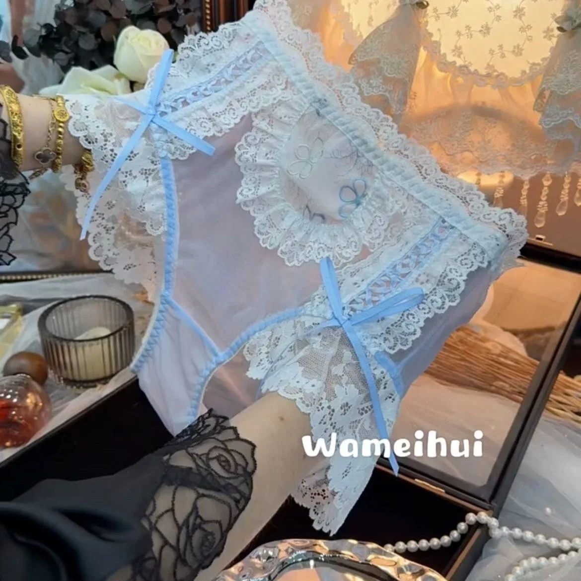 【1pcs】Lolita bow underwear y2k accessories Women's panties cute core Japanese women t panties lingerie lace cute panties
