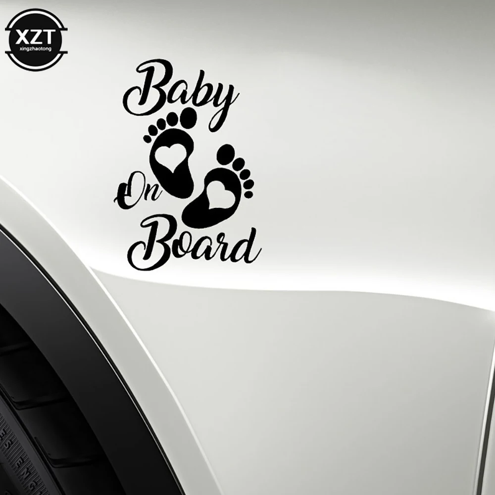 17.7x12.7cm Cute Baby on Board Foot Sticker Vinyl Decal Waterproof Car Laptop Window Bumper Decor Auto Exterior Accessories