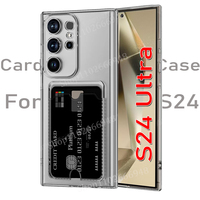 Card Slot Phone Case For Samsung S25 S24 S23 S22 S21 S20 FE Ultra Clear Card Pocket Holder Cover On Galaxy Note 20 10 Plus Funda