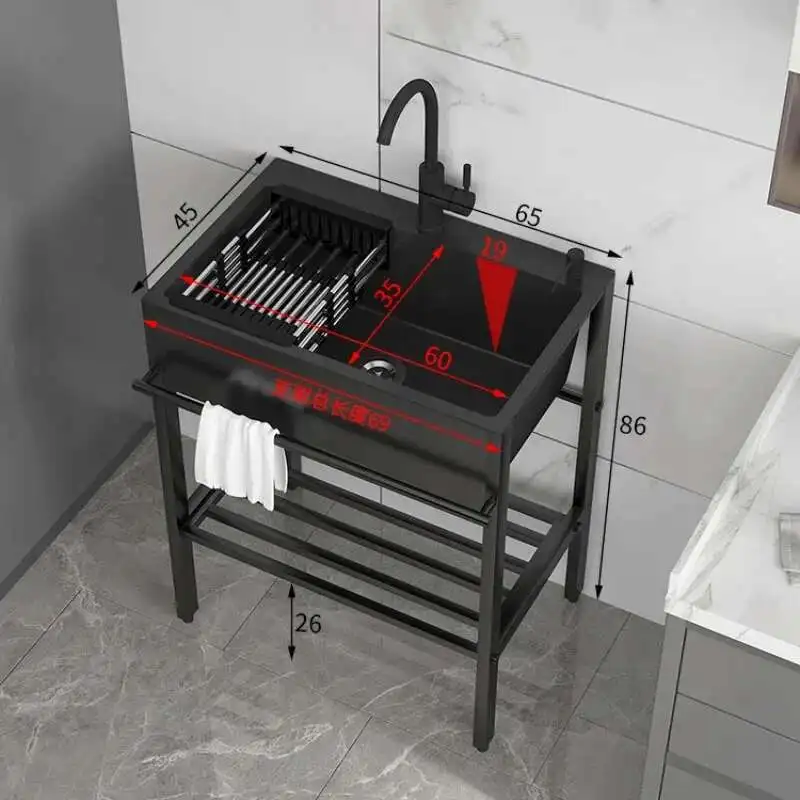 

Кронштейн Встроенная раковина для овощей с кухонными раковинами из нержавеющей стали Большая раковина для мытья посуды Напольная двойная раковина для балкона