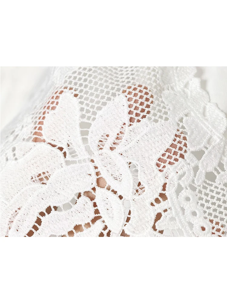 TFMLN Women's Lace Embroidery Blouse 2026 Elegant Stand Collar Long Flare Sleeve Lace-up Loose Vintage Party Shirt Summer New - view 6