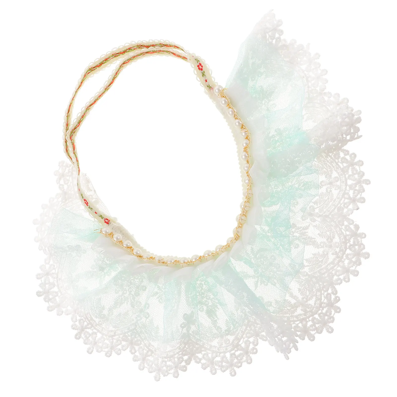 

Adjustable Pet Cat Lace Scarf Pearls Collar Costume Wedding Party Decoration Bibs Apparel Accessory For Small Animals