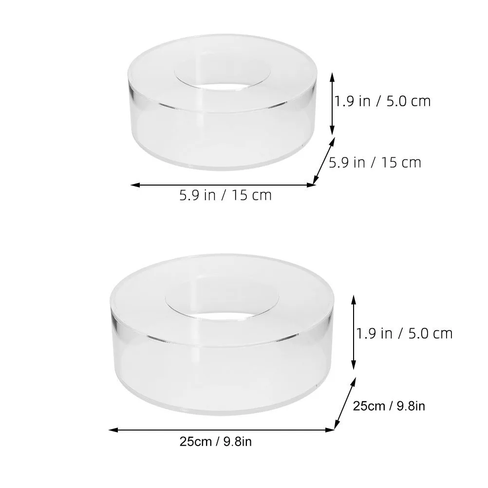2Pcs Fillable Acrylic Cake Stand Clear Round Display Riser for Dessert Shop Restaurant Afternoon Tea Party Buffet Cupcake