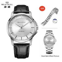 Reloj mecánico automático Seagull para hombre, cinturón Simple de negocios para hombre, reloj de zafiro resistente al agua, reloj masculino 819.12.6066