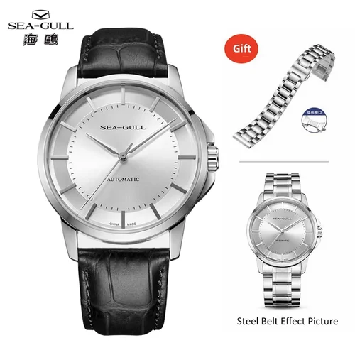 Reloj mecánico automático Seagull para hombre, cinturón Simple de negocios para hombre, reloj de zafiro resistente al agua, reloj masculino 819.12.6066