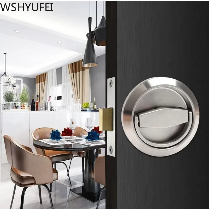 WSHYUFEI Hidden bedroom Door Locks Stainless Steel Handle Recessed Cabinet Invisible Pull Outdoor Lock Hardware Accessories