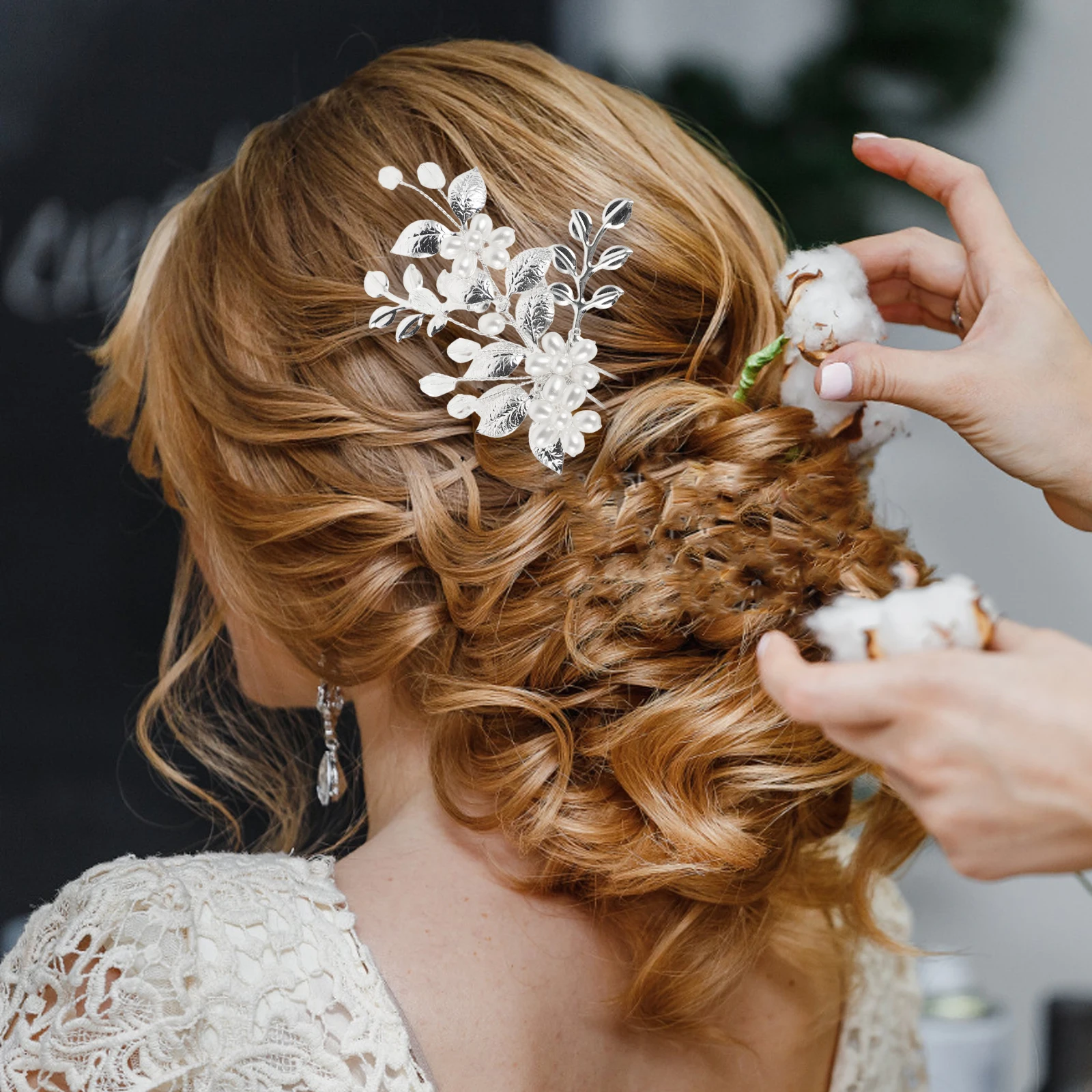 

1 Pair Leaf Style Bride Hair Comb Rhinestone Imitation Pearl Bridal Wedding Accessories Lightweight Hair Piece For Bridesmaids