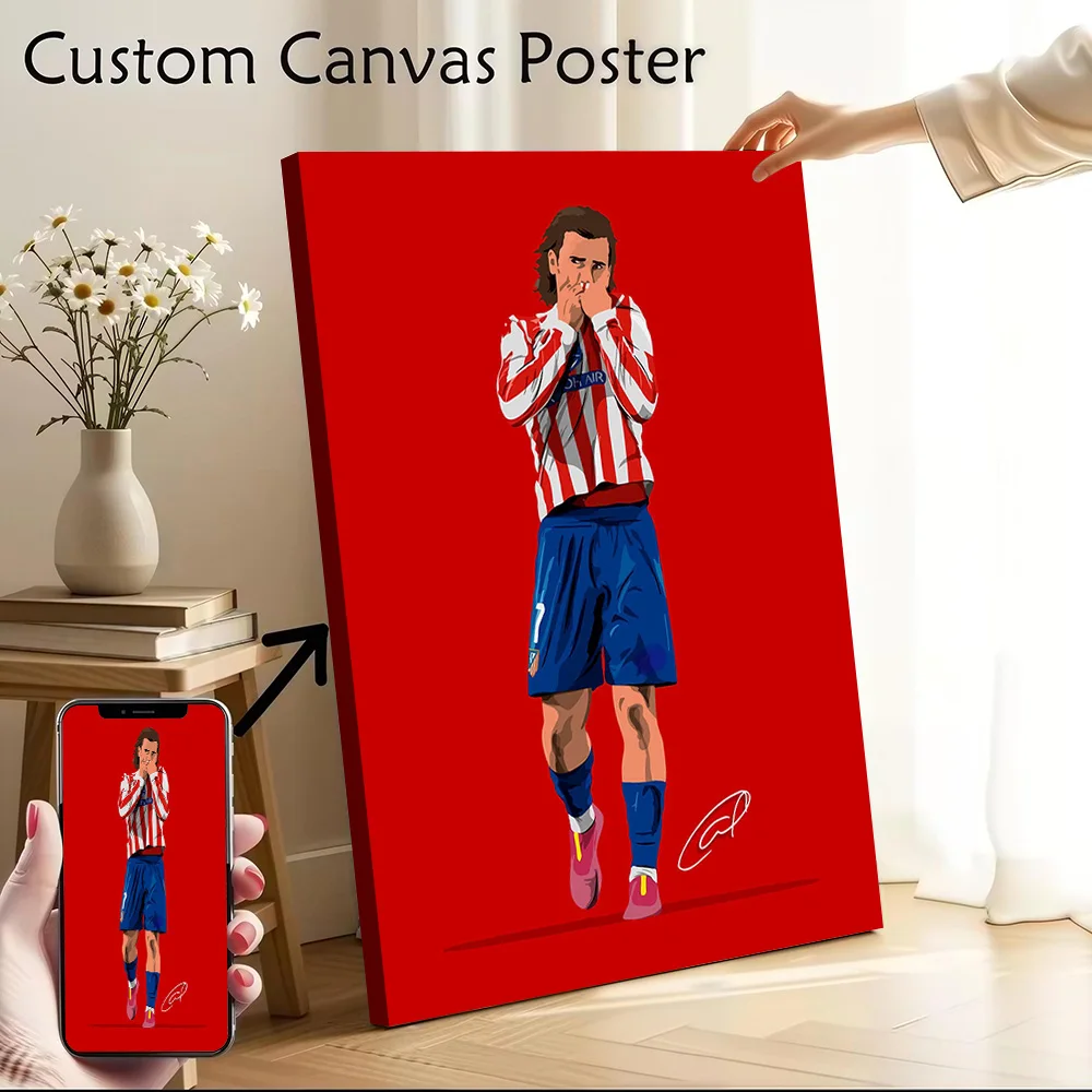 Póster de Lona con la Firma de Antoine Griezmann, Impresión Personalizable, Arte de Pared para Fanáticos, Decoración para Sala de Juegos