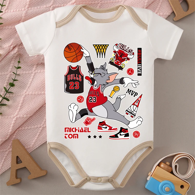 MINISO Tom e Jerry Stampa Puro Cotone Morbido Panni per Bambini Tuta Tutina per 0-12 Mesi Neonato Miglior Regalo per Il Bambino