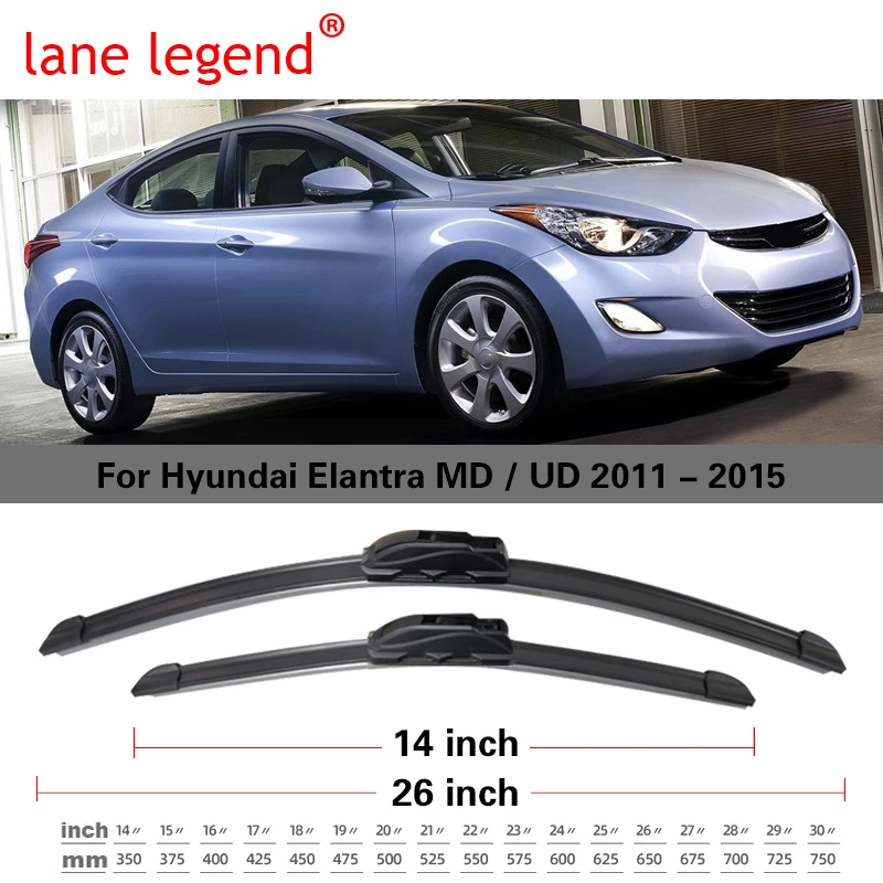 Lane Legend Wiper Front Wiper Blades For Hyundai Elantra MD / UD 2011 - 2015 Windshield Windscreen Front Window 26\