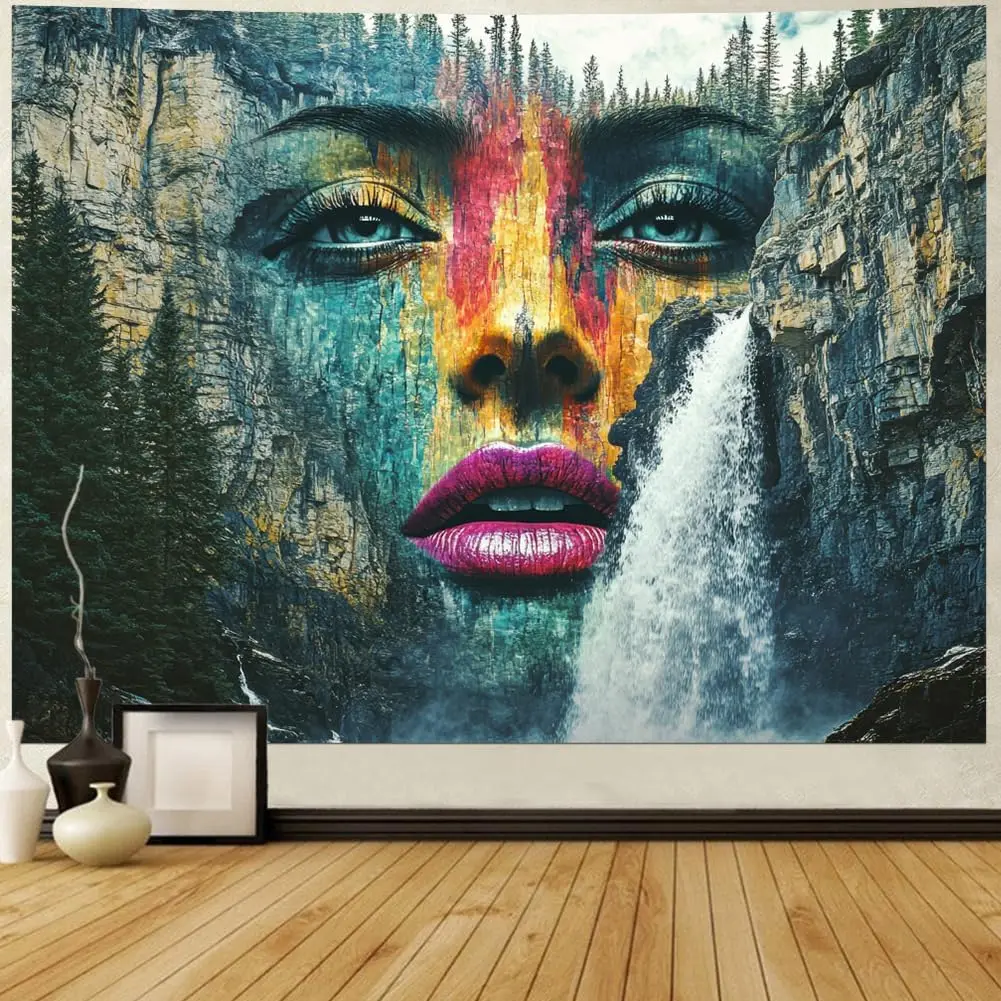 Mountain Tapestry Nature Landscape Tapestry Aesthetic Woman Face Tapestries Abstract Modern Art Poster Forest Waterfall