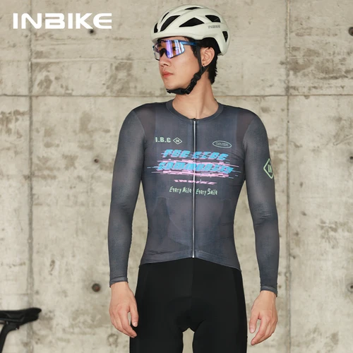 INBIKE-Camiseta de ciclismo para hombre, camisetas de manga larga para bicicleta de carretera, cremallera completa con bolsillos, ropa transpirable de secado rápido, 2025