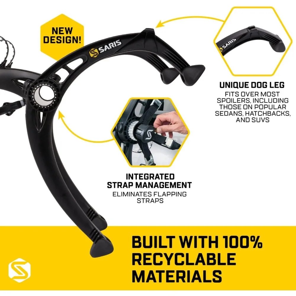 Bones EX 3-Bike Trunk Rack ที่วางจักรยาน ทนทาน ปลอดสนิม สายรัดป้องกันการโยง เหมาะกับยานพาหนะส่วนใหญ่ ดีไซน์ตามโค้ง