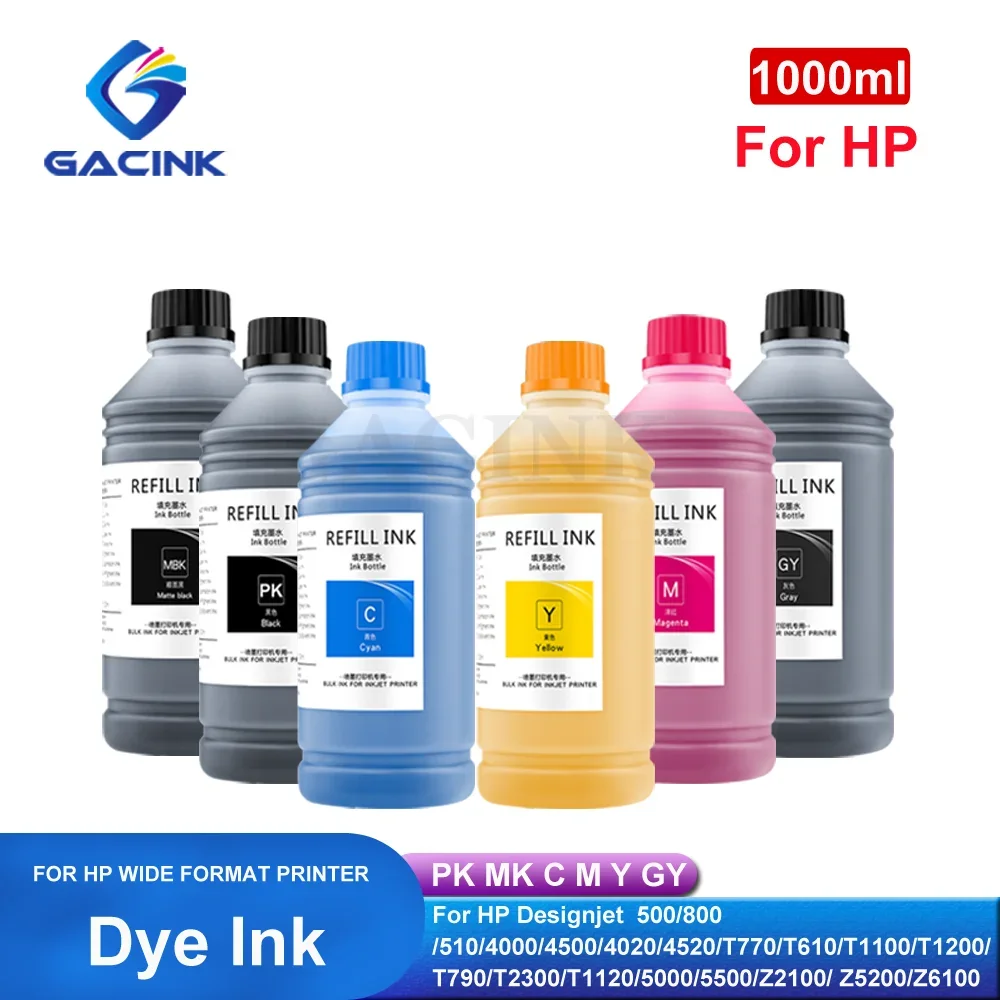 Wide Format UV Light Resistance Dye Ink 1000ML For HP 500 800 510 4500 T610 T1100 T1200 T790 T1300 T2300 T1120 5000 5500 Z6100