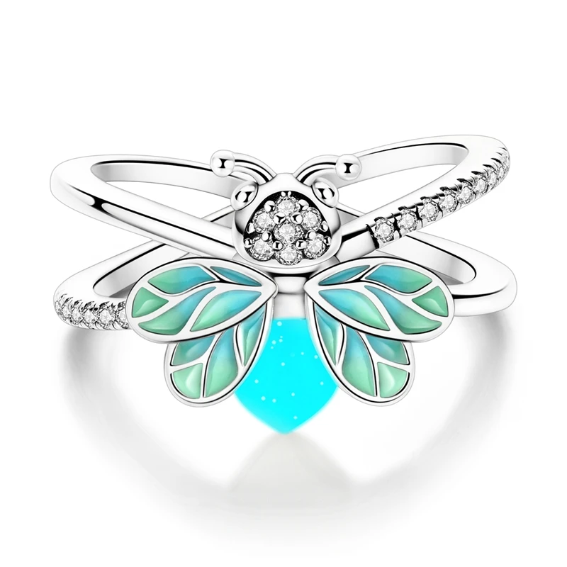 Women's 925 Sterling Silver Luminous Firefly Ring