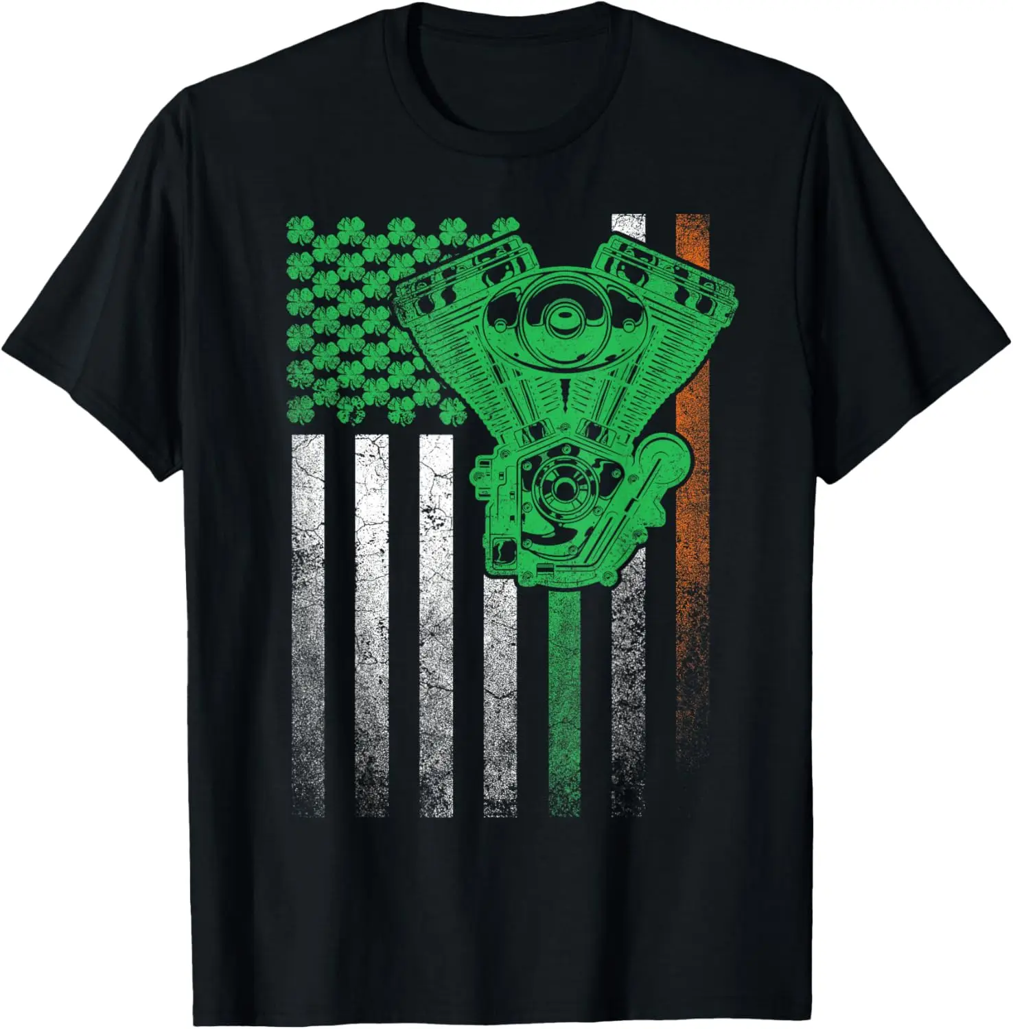 

Motorcycle Biker Irish American Flag St. Patrick's Day Bike T-Shirt Motorcycle