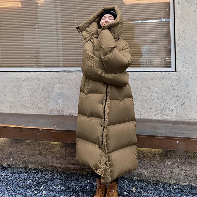 Medium Long Hooded Down Cotton-Padded Jacket Women's Overcoat 2024 Winter New KoreanThicke Bread Cotton Jacket Loose Warm Parka