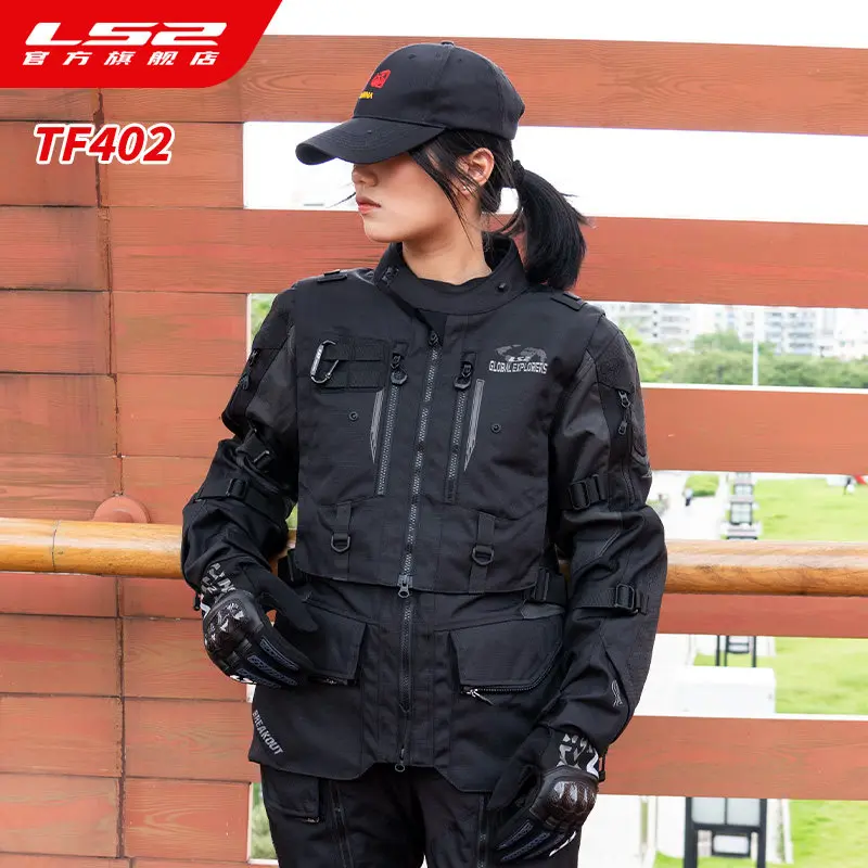 LS2 TF402 Motorcycle Riding Suit Men Women AllSeason Adventure Jacket Pants Set Removable Liner Waterproof Layer Protective Gear