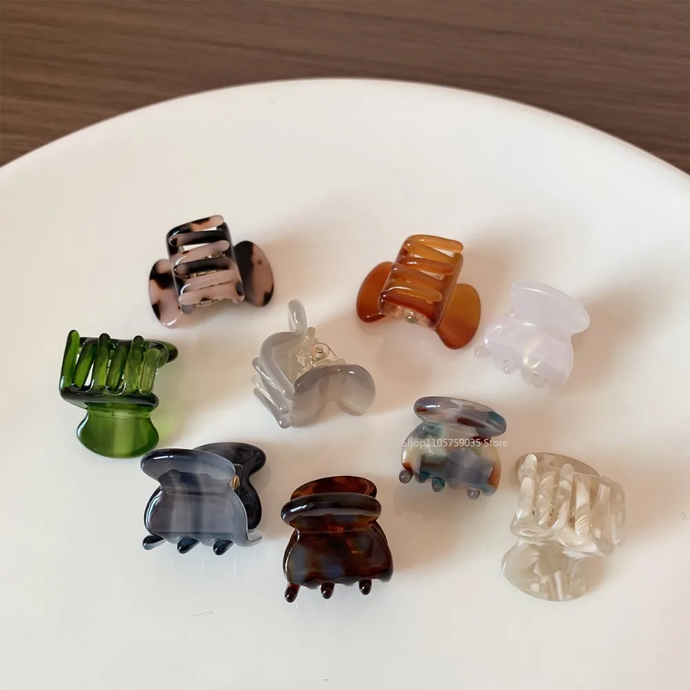 2cm Mini Colorful Acetate Small Hair Claw Side Pins Acetate Hair Crabs for Women Girls Cute Hairpin Clips Hair Accessories