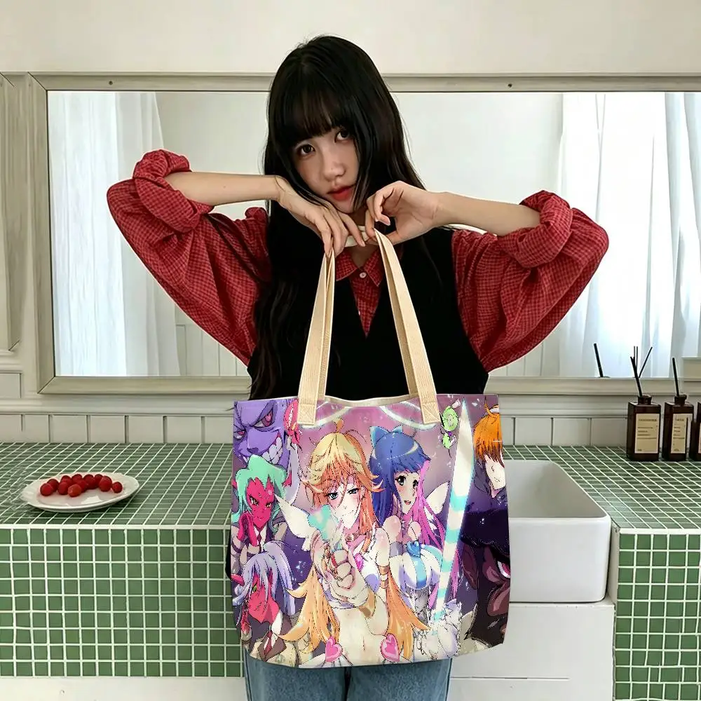 Anime P-panty And S-stockings Storage Bags Fashion Cotton Polyester Tote Bag Eco Friendly Reusable Large Capacity Shopping Bag view 6