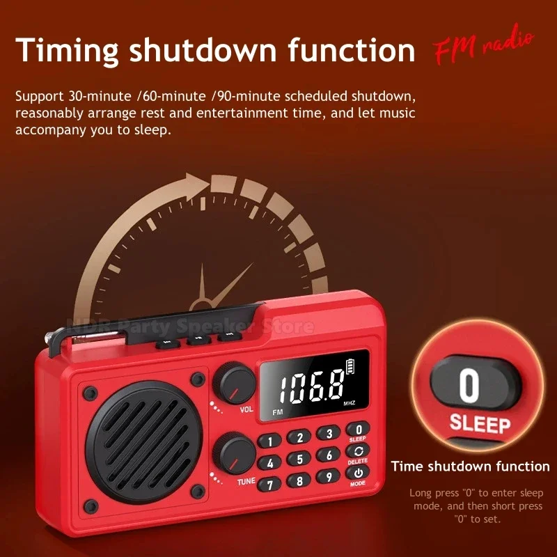 AM FM SW محطة راديو معدات البث الرقمية الصغيرة جيب صغير مشغل ستيريو تصميم سماعات بلوتوث لاسلكية محمولة #5