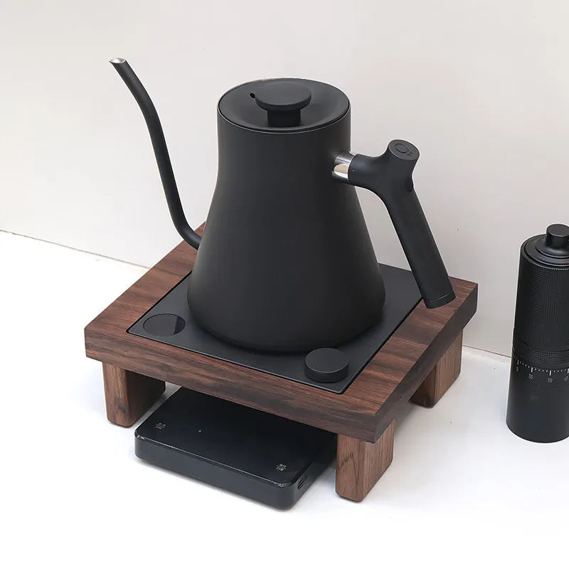 Pour Over Kettle Stand, Solid Walnut Wood Kettle Riser with an Elevated Platform and Smooth Finish for Coffee Station Storage