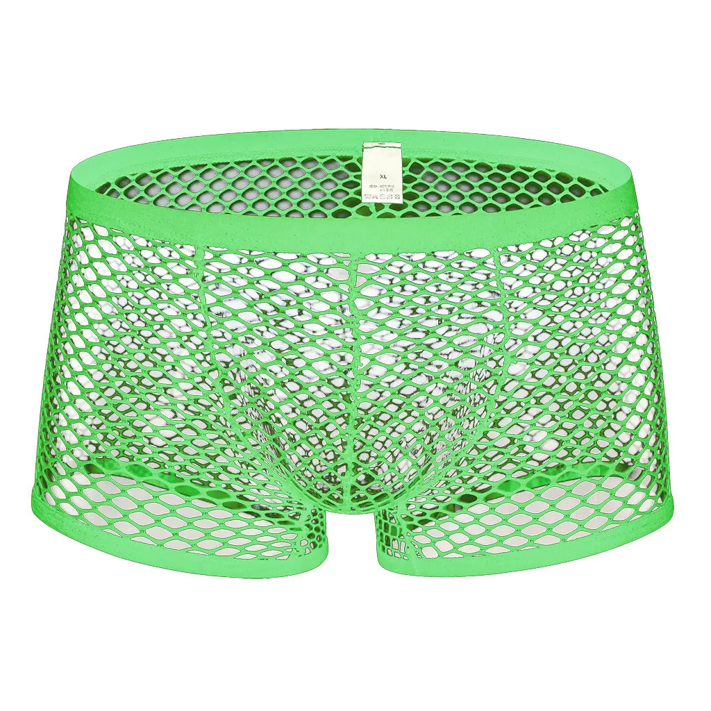 

Gay'S Mesh Underwear Sexy Sheer Fishnet Thongs Boxer Sissy U Convex Pouch Slips Cuecas See Through Shorts Briefs Large Size