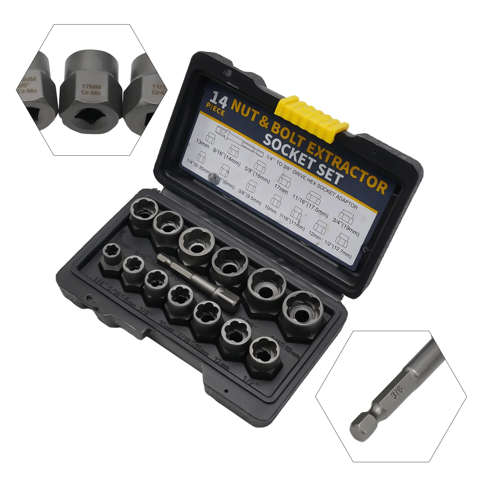 

Exceptionally Handy 14Pcs Extraction Socket Set for Removing Damaged Bolts and Nuts Perfect for Household and Auto Repairs