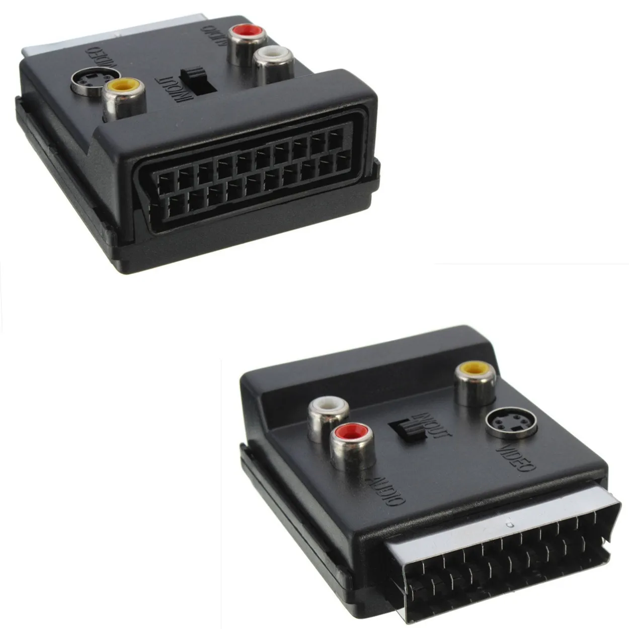 21Pin SCART To AV 3 RCA S-Video Adapter with Swith Composite RCA SVHS S-Video AV TV For Video DVD Recorder Projector Television