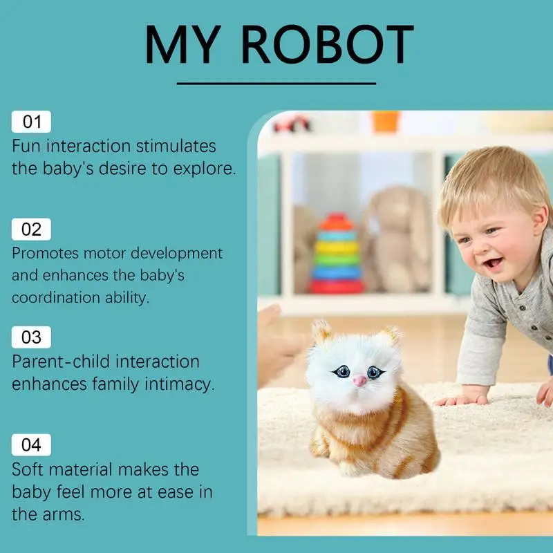 Cat Robot Toy For Kids Interactive Cat Meow Toy Funny Interactive Cat Robot Creative Robotic Cat Barking Meow Kitten For Boys