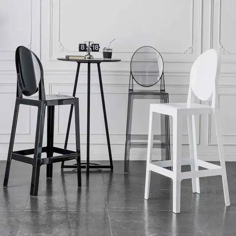 

Vanity Acrylic Office Bar Chairs Dining Plastic Floor Salon Bar Chairs Nordic Kitchen Sillas Altas Commercial Furniture YQ50BC
