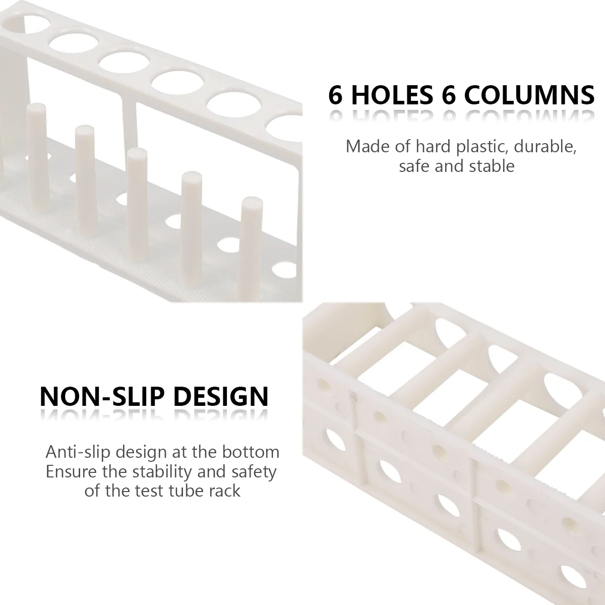 

Water Quality Test Rack Anti-Slip 6 Holes Plastic Lab Tube Holder School Laboratory Drying Storage Organizer Rack For Test