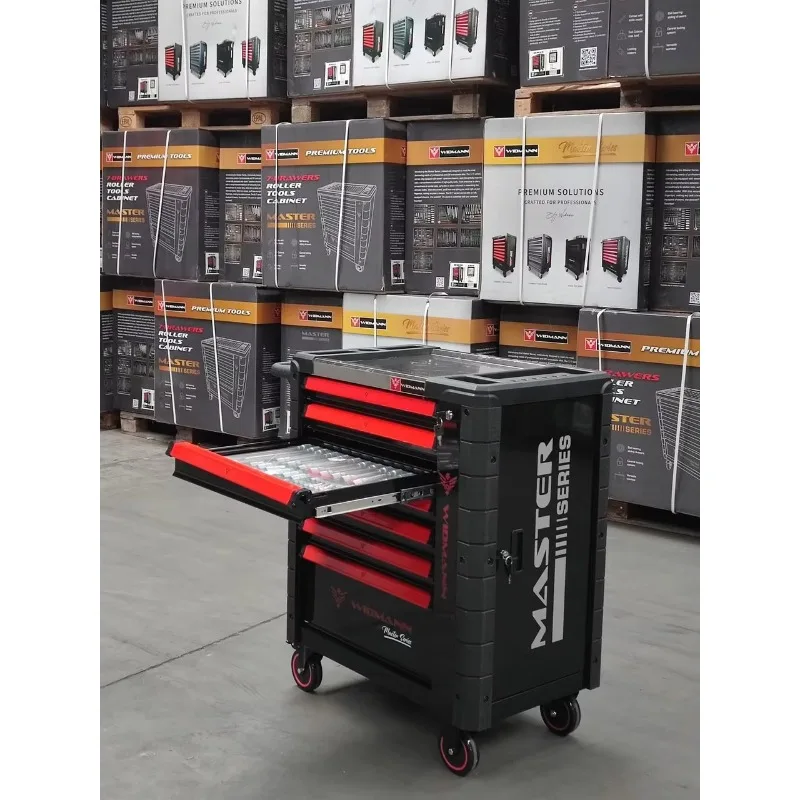 خزانة أدوات فولاذية لإصلاح السيارات، صندوق أدوات متنقل مع خزانة أسطوانية معدنية وبلاستيكية، عربة أدوات من الفولاذ المقاوم للصدأ #6