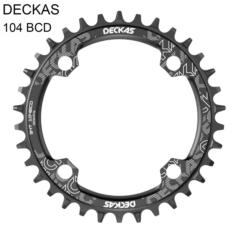 DECKAS 104 BCD Chainring 32T 34T 36T 38T Round Narrow Wide 104BCD Chain ring 34 32 Teeth Mtb Bike Coroa Single Speed 12V 11V