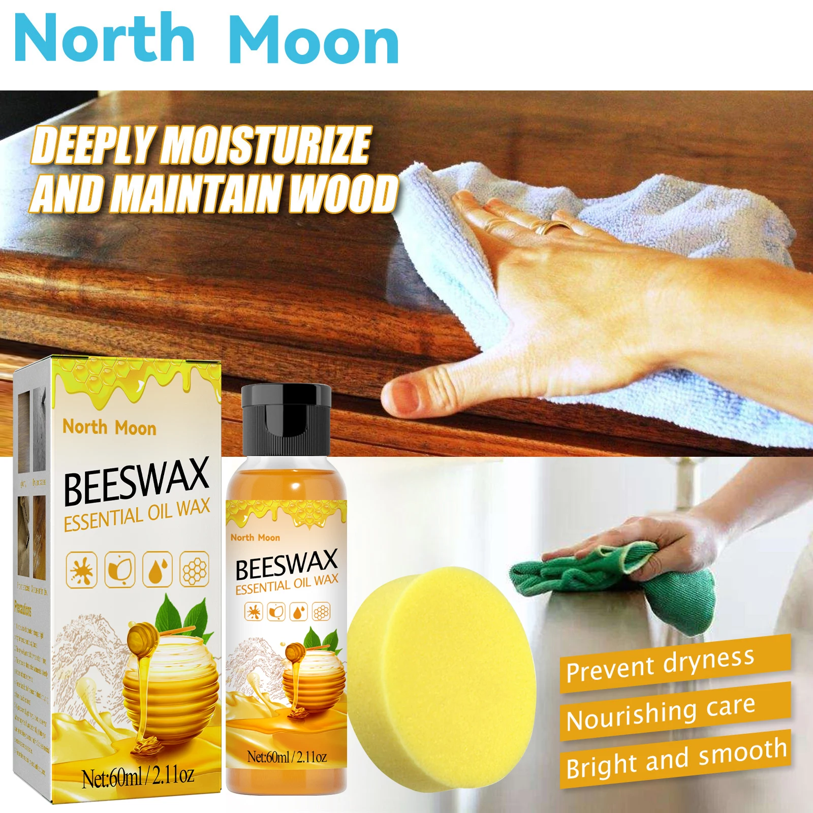 3Pcs Wood Seasoning Beewax Furniture Beeswax Polish Wood Floor Furniture Cleaner Wear-Resistant Wax Furniture Care Home Cleaning