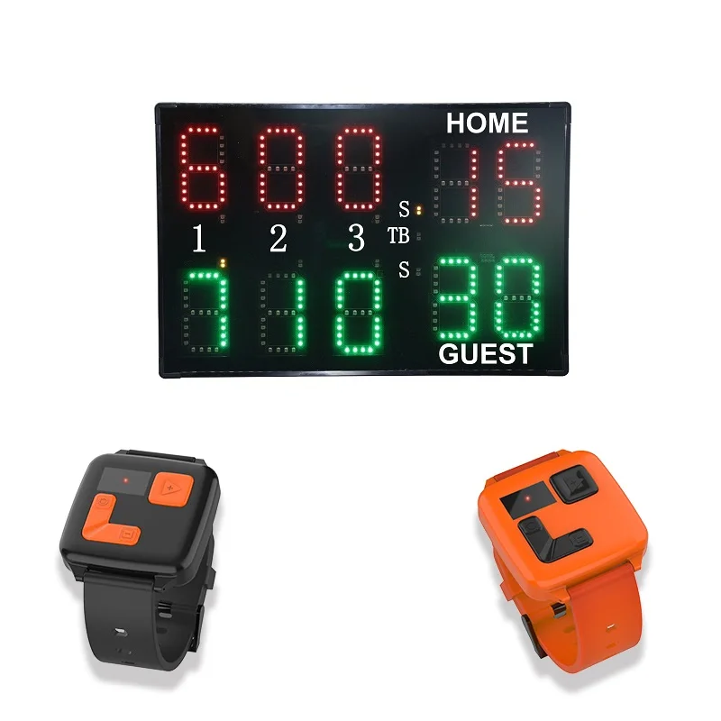 

YTYIN Digital Court Scoring Equipment LED Electronic Padel Scoreboard for Tennis Training Display Score Board with Wrist Watch C