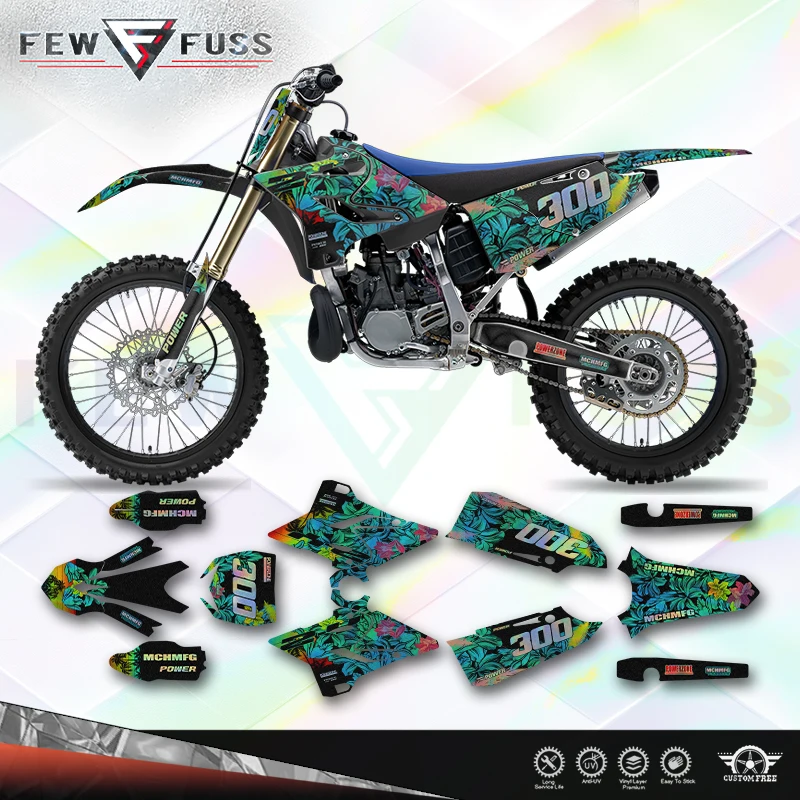 Fewfuss Holographic Chrome Racing Decal Graphics Kit for Yamaha YZ125 YZ250 2015 to 2021 YZ250X 16 to 21 Motorcycle Stickers 02