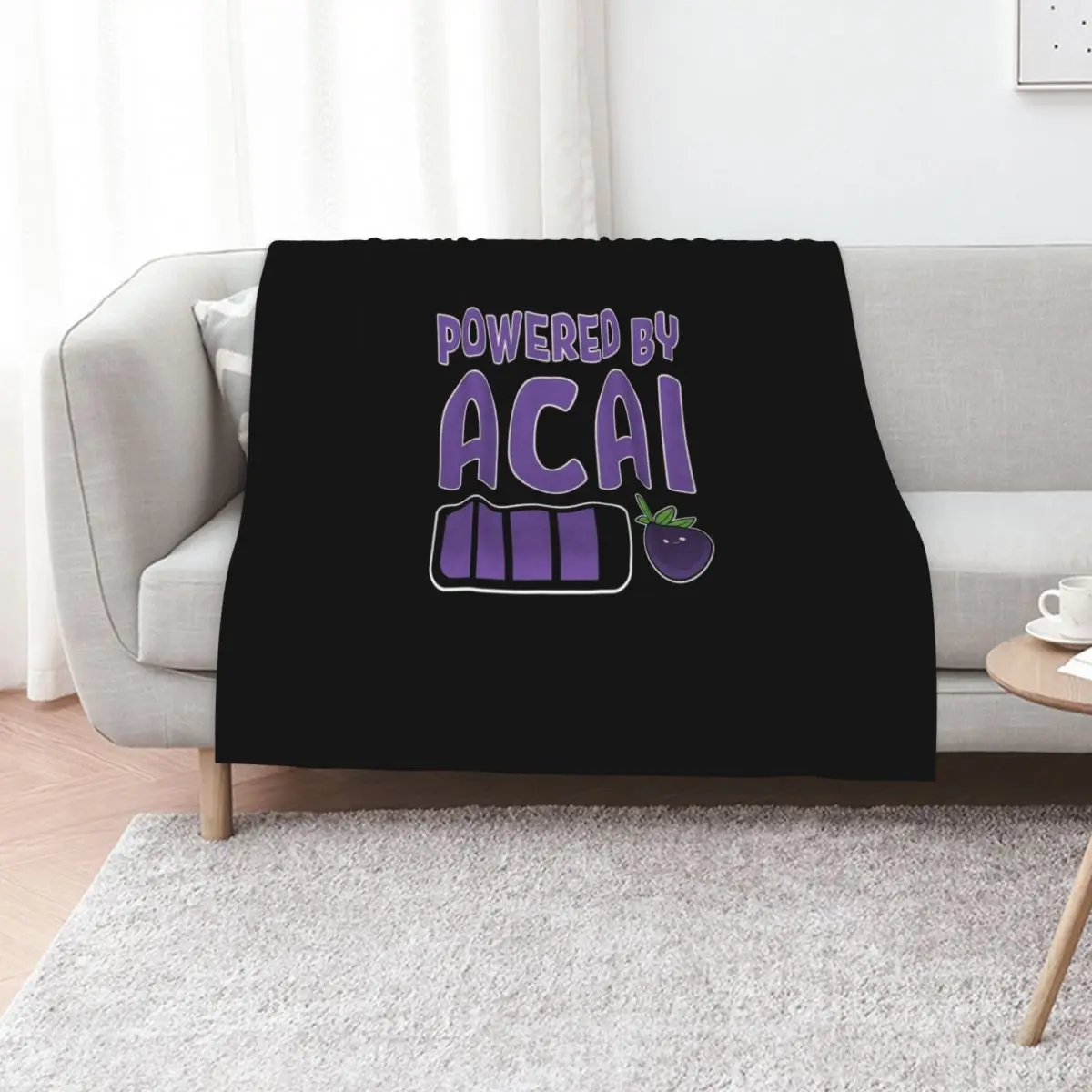 Powered By Acai Fruit Bowl Vegan Food Superfood Throw Blanket Nap warm winter Hairy Sofas sofa bed Blankets