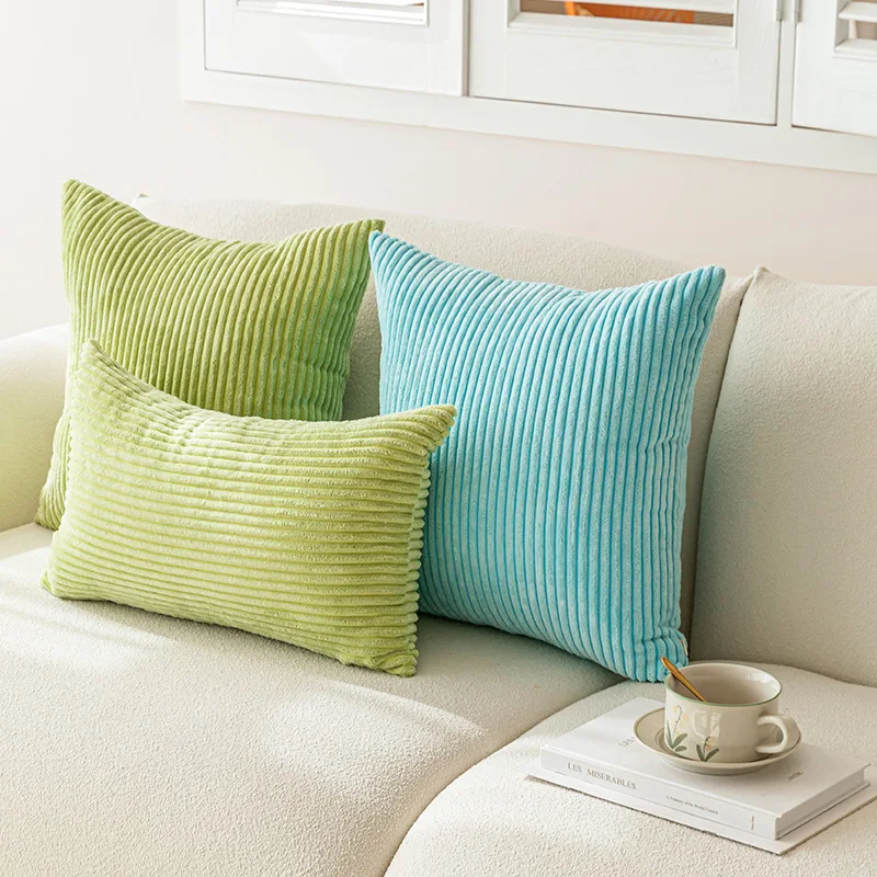 Retro Corduroy Pillow Cover Nordic Luxury Solid Color Striped Pillow Cushion Case for Home Hotel Sofa Classic Versatile Decor